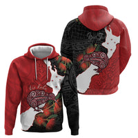 Kiwi New Zealand Personalised Hoodie NZ Map Pohutukawa Fern Maori Pattern