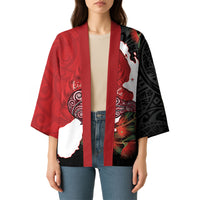 Kiwi New Zealand Personalised Kimono NZ Map Pohutukawa Fern Maori Pattern