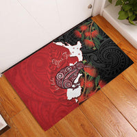 Kiwi New Zealand Personalised Rubber Doormat NZ Map Pohutukawa Fern Maori Pattern