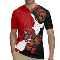 Kiwi New Zealand Personalised Rugby Jersey NZ Map Pohutukawa Fern Maori Pattern