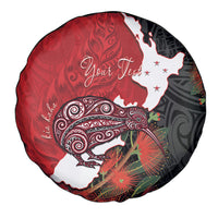 Kiwi New Zealand Personalised Spare Tire Cover NZ Map Pohutukawa Fern Maori Pattern