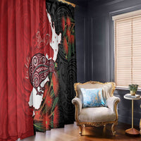 Kiwi New Zealand Personalised Window Curtain NZ Map Pohutukawa Fern Maori Pattern