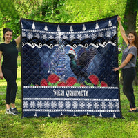 New Zealand Tui Bird Christmas Quilt Pohutukawa Xmas Tree Meri Kirihimete