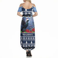 New Zealand Tui Bird Christmas Summer Maxi Dress Pohutukawa Xmas Tree Meri Kirihimete LT22 - Polynesian Pride