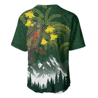 Kea Bird Kowhai New Zealand Baseball Jersey Mountain Landscape Maori Art
