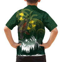 Kea Bird Kowhai New Zealand Family Matching Off Shoulder Maxi Dress and Hawaiian Shirt Mountain Landscape Maori Art LT22 - Polynesian Pride
