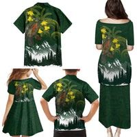 Kea Bird Kowhai New Zealand Family Matching Puletasi and Hawaiian Shirt Mountain Landscape Maori Art LT22 - Polynesian Pride