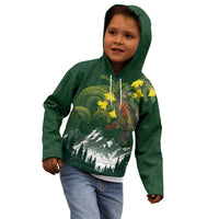 Kea Bird Kowhai New Zealand Kid Hoodie Mountain Landscape Maori Art