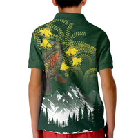 Kea Bird Kowhai New Zealand Kid Polo Shirt Mountain Landscape Maori Art