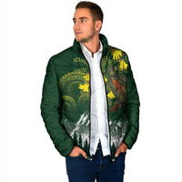 Kea Bird Kowhai New Zealand Padded Jacket Mountain Landscape Maori Art