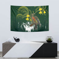 Kea Bird Kowhai New Zealand Tapestry Mountain Landscape Maori Art