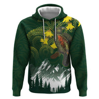 Kea Bird Kowhai New Zealand Zip Hoodie Mountain Landscape Maori Art