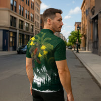 Kea Bird Kowhai New Zealand Zipper Polo Shirt Mountain Landscape Maori Art LT22 - Polynesian Pride