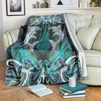 New Zealand Kotiate Weapon Blanket Aotearoa Mango Paua Shell Maori Pattern LT22 Blue - Polynesian Pride
