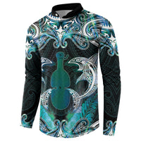 New Zealand Kotiate Weapon Button Sweatshirt Aotearoa Mango Paua Shell Maori Pattern LT22 - Polynesian Pride