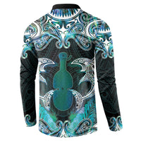 New Zealand Kotiate Weapon Button Sweatshirt Aotearoa Mango Paua Shell Maori Pattern LT22 - Polynesian Pride