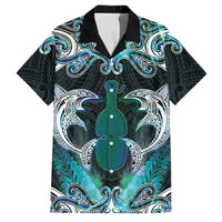 New Zealand Kotiate Weapon Family Matching Mermaid Dress and Hawaiian Shirt Aotearoa Mango Paua Shell Maori Pattern LT22 Dad's Shirt - Short Sleeve Blue - Polynesian Pride