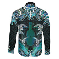 New Zealand Kotiate Weapon Family Matching Off Shoulder Maxi Dress and Hawaiian Shirt Aotearoa Mango Paua Shell Maori Pattern LT22 Son's Shirt Blue - Polynesian Pride