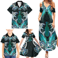 New Zealand Kotiate Weapon Family Matching Summer Maxi Dress and Hawaiian Shirt Aotearoa Mango Paua Shell Maori Pattern LT22 - Polynesian Pride