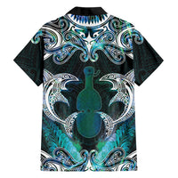 New Zealand Kotiate Weapon Family Matching Summer Maxi Dress and Hawaiian Shirt Aotearoa Mango Paua Shell Maori Pattern LT22 Dad's Shirt - Long Sleeve Blue - Polynesian Pride