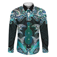 New Zealand Kotiate Weapon Family Matching Summer Maxi Dress and Hawaiian Shirt Aotearoa Mango Paua Shell Maori Pattern LT22 Daughter's Dress Blue - Polynesian Pride