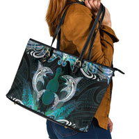 New Zealand Kotiate Weapon Leather Tote Bag Aotearoa Mango Paua Shell Maori Pattern LT22 - Polynesian Pride