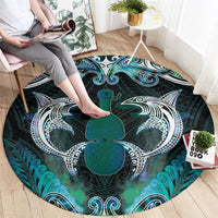 New Zealand Kotiate Weapon Round Carpet Aotearoa Mango Paua Shell Maori Pattern LT22 - Polynesian Pride