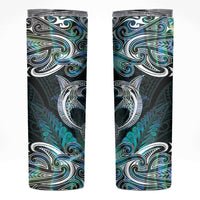 New Zealand Kotiate Weapon Skinny Tumbler Aotearoa Mango Paua Shell Maori Pattern