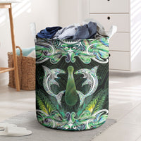 New Zealand Mere Pounamu Weapon Laundry Basket Aotearoa Mango Paua Shell Maori Pattern LT22 Green - Polynesian Pride