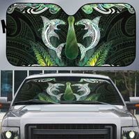 New Zealand Mere Pounamu Weapon Auto Sun Shade Aotearoa Mango Paua Shell Maori Pattern LT22 Green - Polynesian Pride