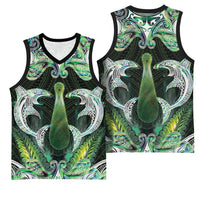 New Zealand Mere Pounamu Weapon Basketball Jersey Aotearoa Mango Paua Shell Maori Pattern