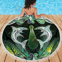New Zealand Mere Pounamu Weapon Beach Blanket Aotearoa Mango Paua Shell Maori Pattern LT22 - Polynesian Pride