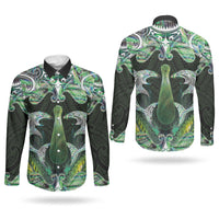 New Zealand Mere Pounamu Weapon Couples Matching Summer Maxi Dress and Long Sleeve Button Shirt Aotearoa Mango Paua Shell Maori Pattern LT22 - Polynesian Pride