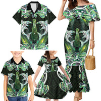 New Zealand Mere Pounamu Weapon Family Matching Mermaid Dress and Hawaiian Shirt Aotearoa Mango Paua Shell Maori Pattern LT22 - Polynesian Pride