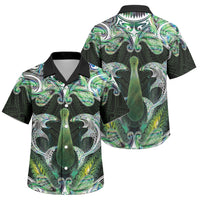 New Zealand Mere Pounamu Weapon Family Matching Off Shoulder Short Dress and Hawaiian Shirt Aotearoa Mango Paua Shell Maori Pattern LT22 Son's Shirt Green - Polynesian Pride