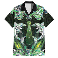 New Zealand Mere Pounamu Weapon Family Matching Summer Maxi Dress and Hawaiian Shirt Aotearoa Mango Paua Shell Maori Pattern LT22 Dad's Shirt - Short Sleeve Green - Polynesian Pride