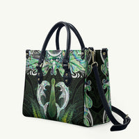 New Zealand Mere Pounamu Weapon Leather Bag Aotearoa Mango Paua Shell Maori Pattern LT22 Green - Polynesian Pride