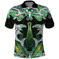 New Zealand Mere Pounamu Weapon Polo Shirt Aotearoa Mango Paua Shell Maori Pattern LT22 Green - Polynesian Pride