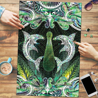 New Zealand Mere Pounamu Weapon Puzzle Aotearoa Mango Paua Shell Maori Pattern LT22 Green - Polynesian Pride