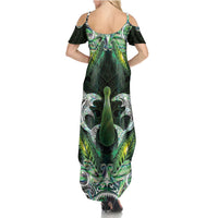 New Zealand Mere Pounamu Weapon Summer Maxi Dress Aotearoa Mango Paua Shell Maori Pattern LT22 - Polynesian Pride