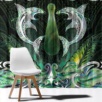 New Zealand Mere Pounamu Weapon Window Curtain Aotearoa Mango Paua Shell Maori Pattern LT22 - Polynesian Pride