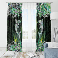 New Zealand Mere Pounamu Weapon Window Curtain Aotearoa Mango Paua Shell Maori Pattern LT22 - Polynesian Pride