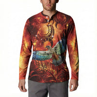 New Zealand Kea Bird Matariki Personalised Button Sweatshirt Silver Fern Maori Pattern
