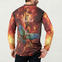 New Zealand Kea Bird Matariki Personalised Button Sweatshirt Silver Fern Maori Pattern