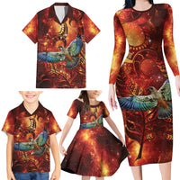 New Zealand Kea Bird Matariki Personalised Family Matching Long Sleeve Bodycon Dress and Hawaiian Shirt Silver Fern Maori Pattern LT22 - Polynesian Pride