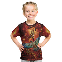 New Zealand Kea Bird Matariki Personalised Kid T Shirt Silver Fern Maori Pattern