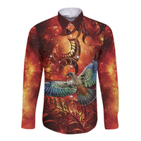 New Zealand Kea Bird Matariki Personalised Long Sleeve Button Shirt Silver Fern Maori Pattern