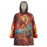 New Zealand Kea Bird Matariki Personalised Wearable Blanket Hoodie Silver Fern Maori Pattern