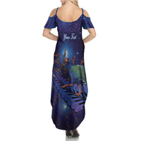Takahe New Zealand Personalised Family Matching Summer Maxi Dress and Hawaiian Shirt Harakeke Silver Fern Maori Pattern LT22 - Polynesian Pride