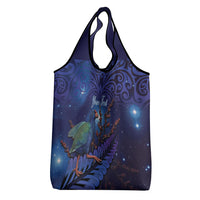 Takahe New Zealand Personalised Grocery Bag Harakeke Silver Fern Maori Pattern